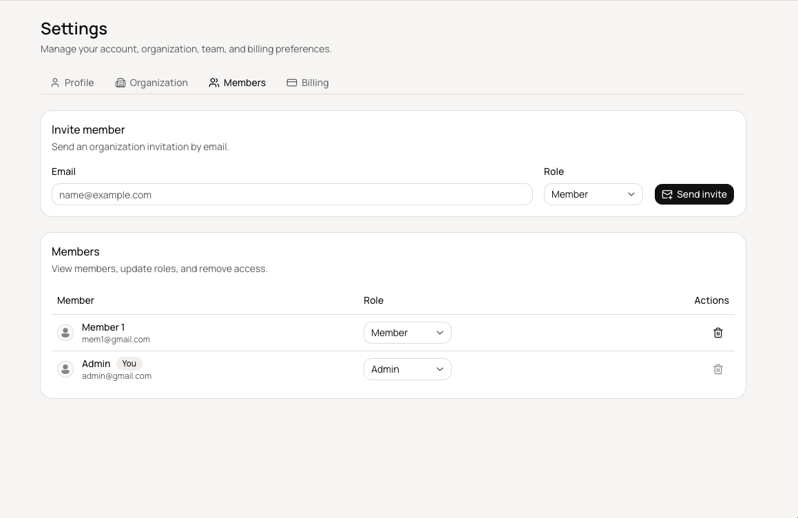 NextGenKit org members screen
